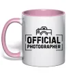Чашка з кольоровою ручкою Official photographer Ніжно рожевий фото