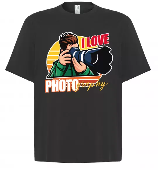 Футболка Оверсайз I love photography photo Черный фото