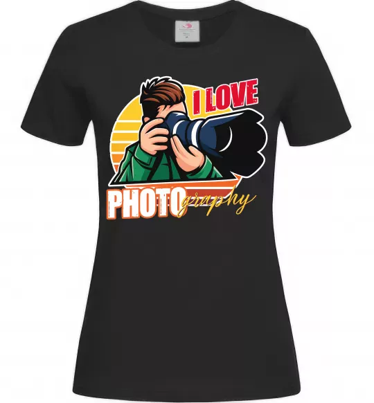 Женская футболка I love photography photo Черный фото