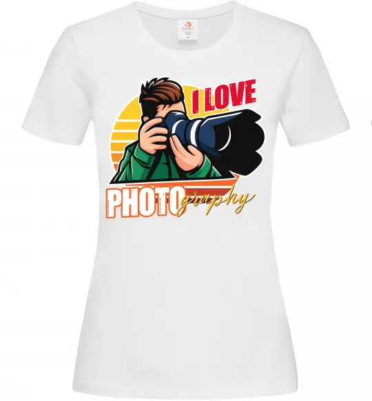 Женская футболка I love photography photo Белый фото