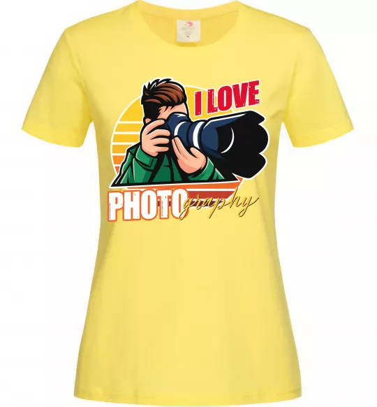 Женская футболка I love photography photo Лимонный фото