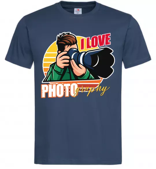 Мужская футболка I love photography photo Темно-синий фото