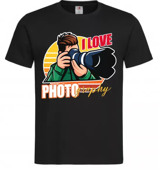 Мужская футболка I love photography photo Черный фото