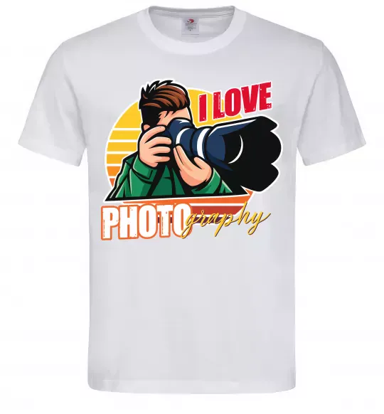 Мужская футболка I love photography photo Белый фото