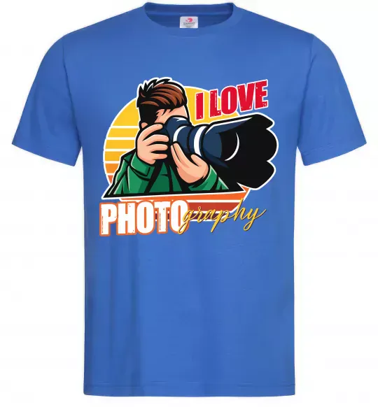 Мужская футболка I love photography photo Ярко-синий фото