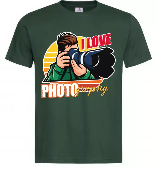 Мужская футболка I love photography photo Темно-зеленый фото