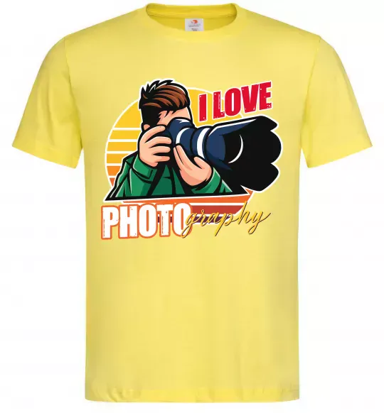 Мужская футболка I love photography photo Лимонный фото