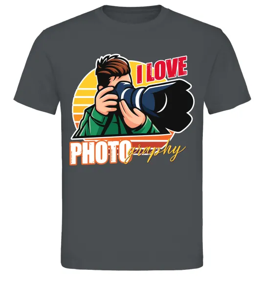 Мужская футболка I love photography photo Графит фото