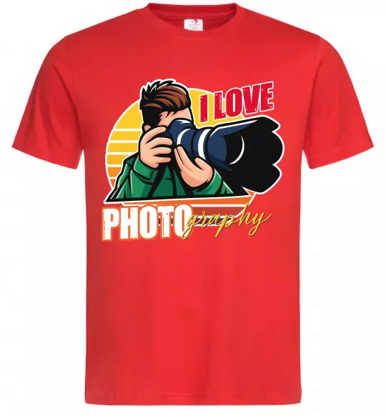 Мужская футболка I love photography photo Красный фото