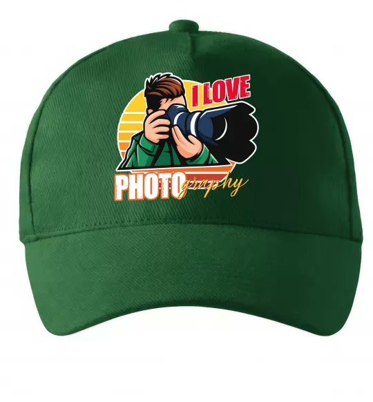 Кепка I love photography photo Темно-зеленый фото