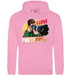 Мужская толстовка (худи) I love photography photo Розовый фото