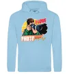 Мужская толстовка (худи) I love photography photo Голубой фото