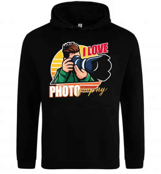 Жіноча толстовка (худі) I love photography photo Чорний фото