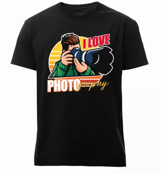 Чоловіча преміум футболка I love photography photo Чорний фото