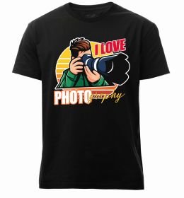 Мужская премиум футболка I love photography photo