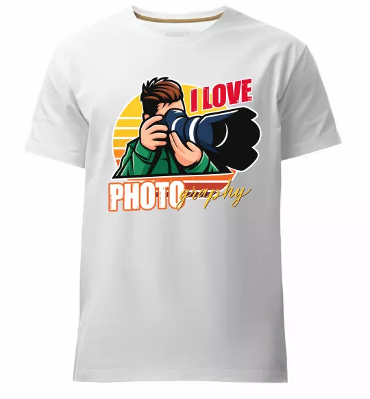 Чоловіча преміум футболка I love photography photo Білий фото