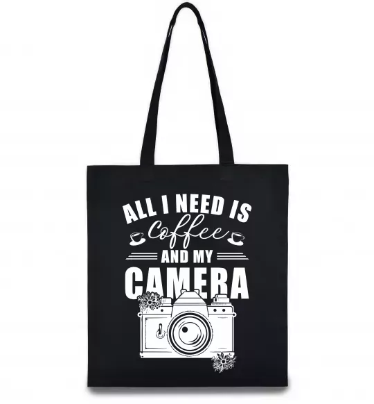 Еко-сумка All i need is coffee and camera Чорний фото