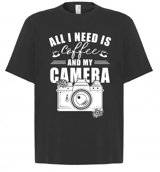 Футболка Оверсайз All i need is coffee and camera Черный фото