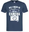 Мужская футболка All i need is coffee and camera Темно-синий фото