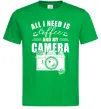 Мужская футболка All i need is coffee and camera Зеленый фото