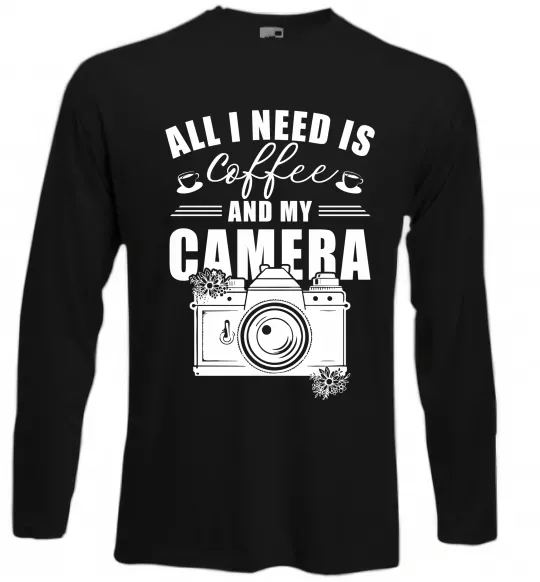 Лонгслив All i need is coffee and camera Черный фото