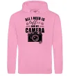 Мужская толстовка (худи) All i need is coffee and camera Розовый фото