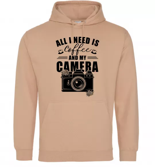 Женская толстовка (худи) All i need is coffee and camera Песочный фото