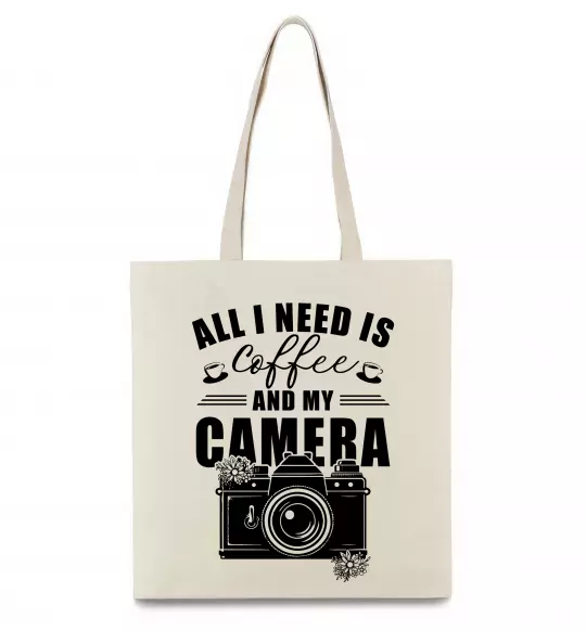 Еко-сумка All i need is coffee and camera Бежевий фото