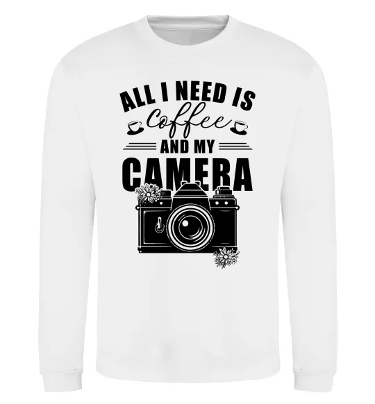 Свитшот All i need is coffee and camera Белый фото