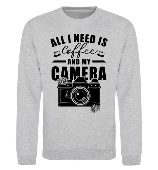 Свитшот All i need is coffee and camera Серый меланж фото