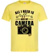 Мужская футболка All i need is coffee and camera Лимонный фото