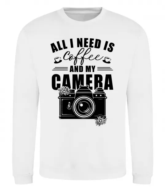 Свитшот All i need is coffee and camera Белый фото