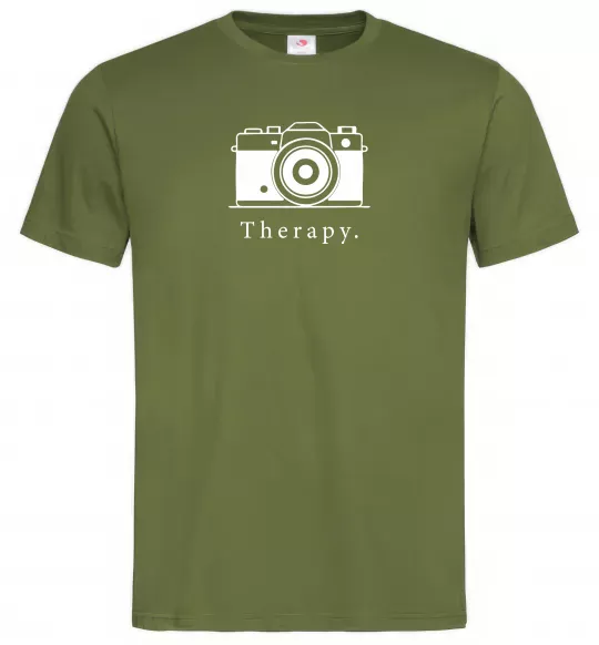 Чоловіча футболка Photo is therapy Оливковий фото