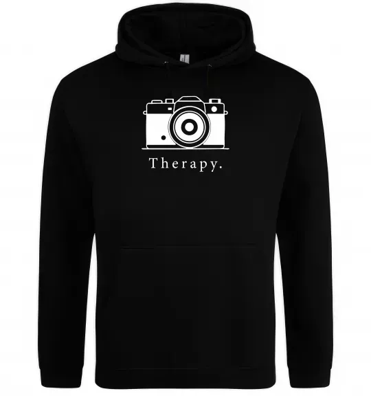 Чоловіча толстовка (худі) Photo is therapy Чорний фото