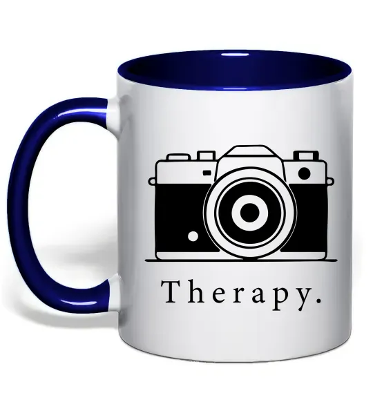 Чашка с цветной ручкой Photo is therapy Глубокий темно-синий фото