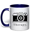 Чашка с цветной ручкой Photo is therapy Глубокий темно-синий фото