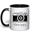 Чашка с цветной ручкой Photo is therapy Черный фото