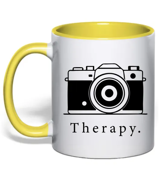 Чашка с цветной ручкой Photo is therapy Лимонный фото