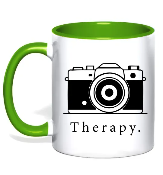 Чашка с цветной ручкой Photo is therapy Лаймовый фото