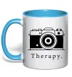 Чашка с цветной ручкой Photo is therapy Голубой фото