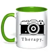 Чашка с цветной ручкой Photo is therapy Зеленый фото