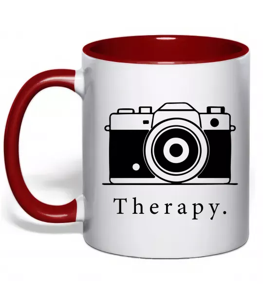 Чашка с цветной ручкой Photo is therapy Красный фото