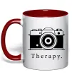 Чашка с цветной ручкой Photo is therapy Красный фото