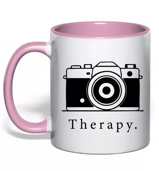 Чашка с цветной ручкой Photo is therapy Нежно розовый фото