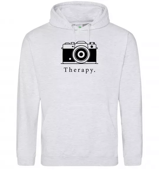 Чоловіча толстовка (худі) Photo is therapy Сірий меланж фото