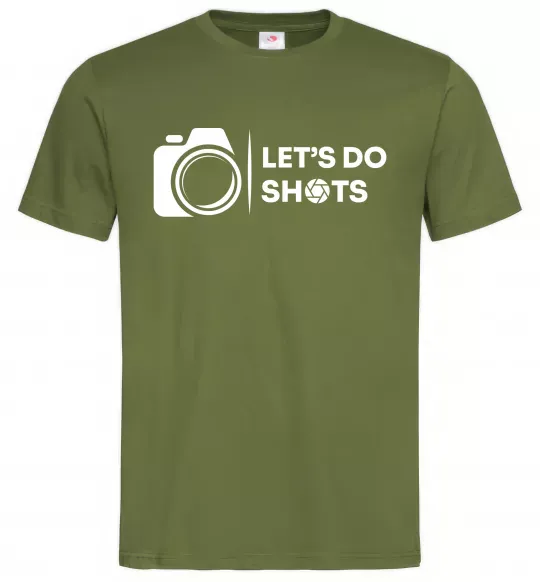 Мужская футболка Let`s do shots Оливковый фото