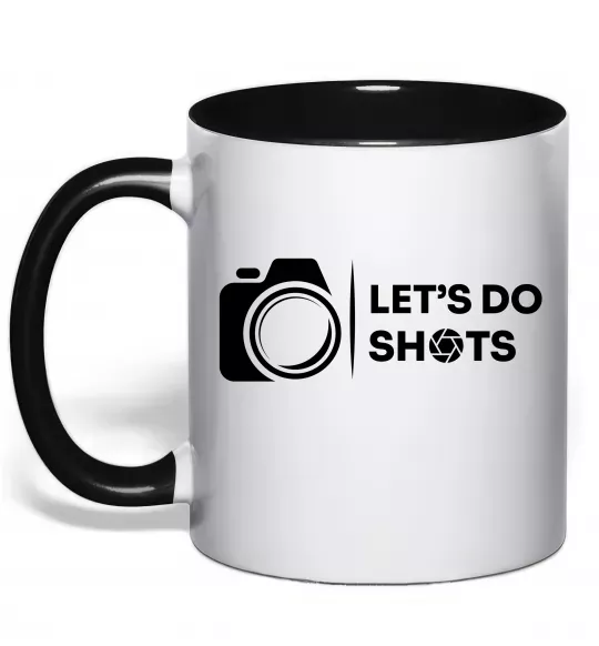 Чашка с цветной ручкой Let`s do shots Черный фото