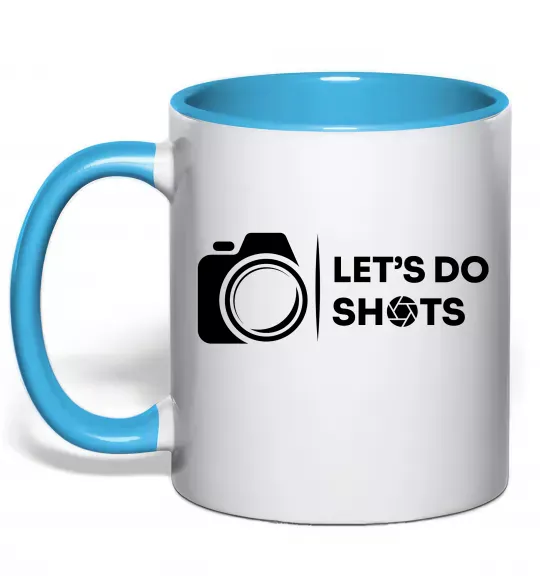 Чашка с цветной ручкой Let`s do shots Голубой фото