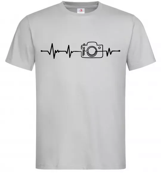 Мужская футболка Серцебиття фотографа темні вироби Серый фото