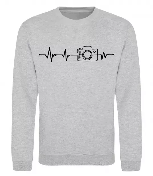 Світшот Серцебиття фотографа темні вироби Сірий меланж фото